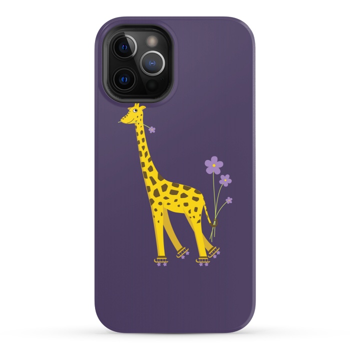 iPhone 12 Pro StrongFit Cute Funny Rollerskating Giraffe by Boriana Giormova