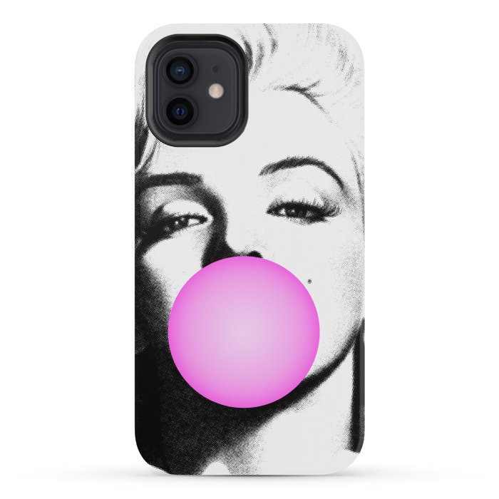iPhone 12 mini StrongFit Marilyn Chewing Gum Bubble by Mitxel Gonzalez