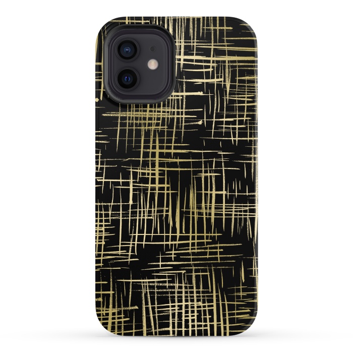 iPhone 12 StrongFit Crosshatch Black by Caitlin Workman