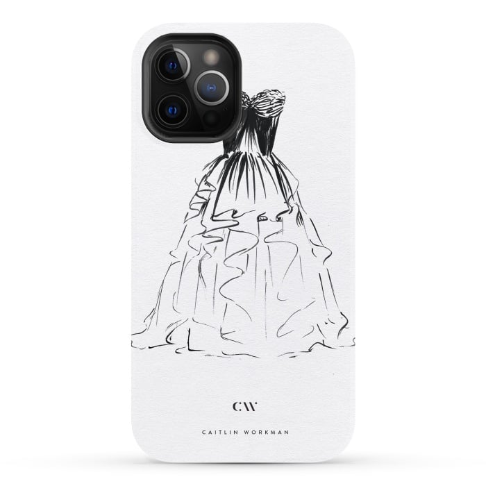 iPhone 12 Pro StrongFit Little Black Ball Gown Dress by Caitlin Workman
