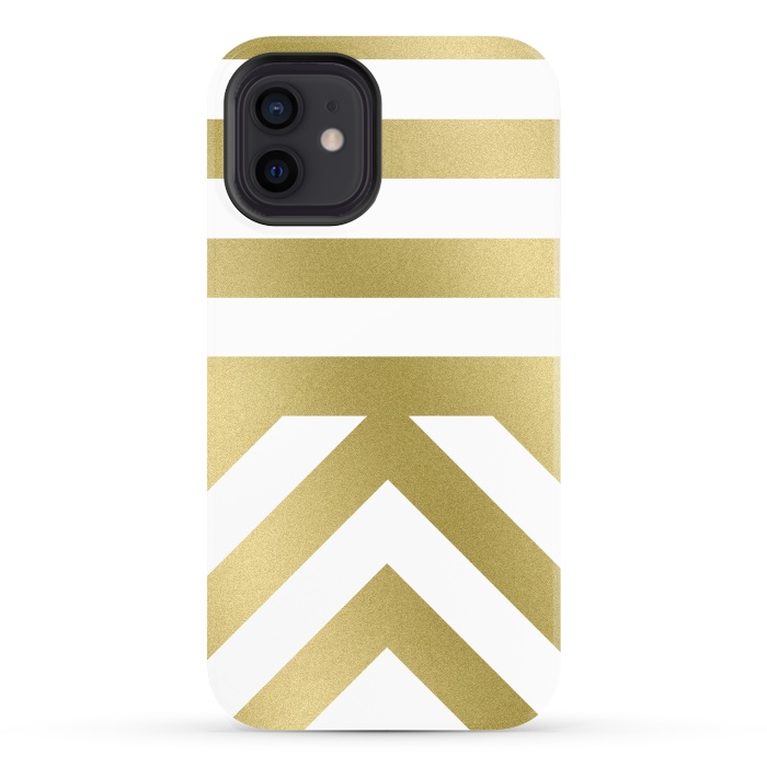 iPhone 12 StrongFit Gold Chevron Stripes by Caitlin Workman