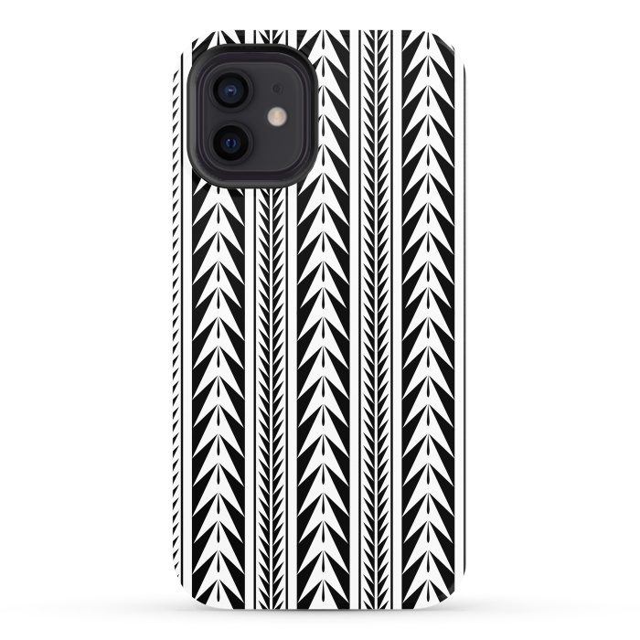 iPhone 12 StrongFit Edgy Black Stripes by Caitlin Workman