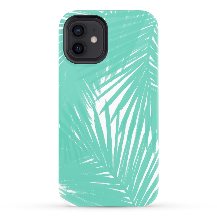iPhone 12 StrongFit Palms Teal by Caitlin Workman