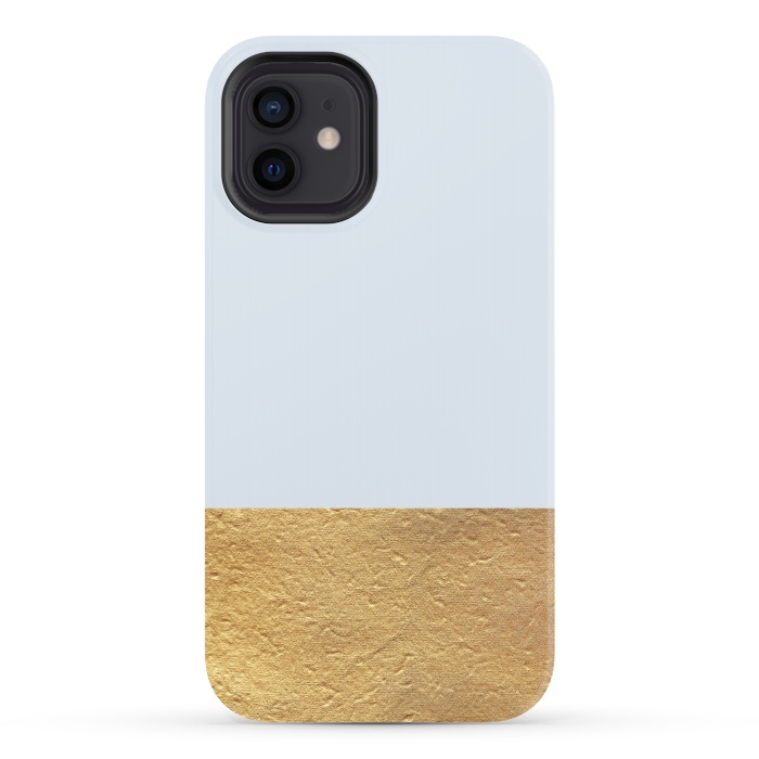 iPhone 12 StrongFit Color Block Light Blue and Gold by Caitlin Workman