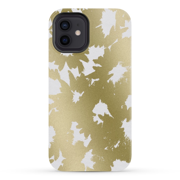 iPhone 12 mini StrongFit Gold Floral by Caitlin Workman