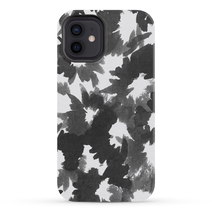 iPhone 12 mini StrongFit Black Floral by Caitlin Workman