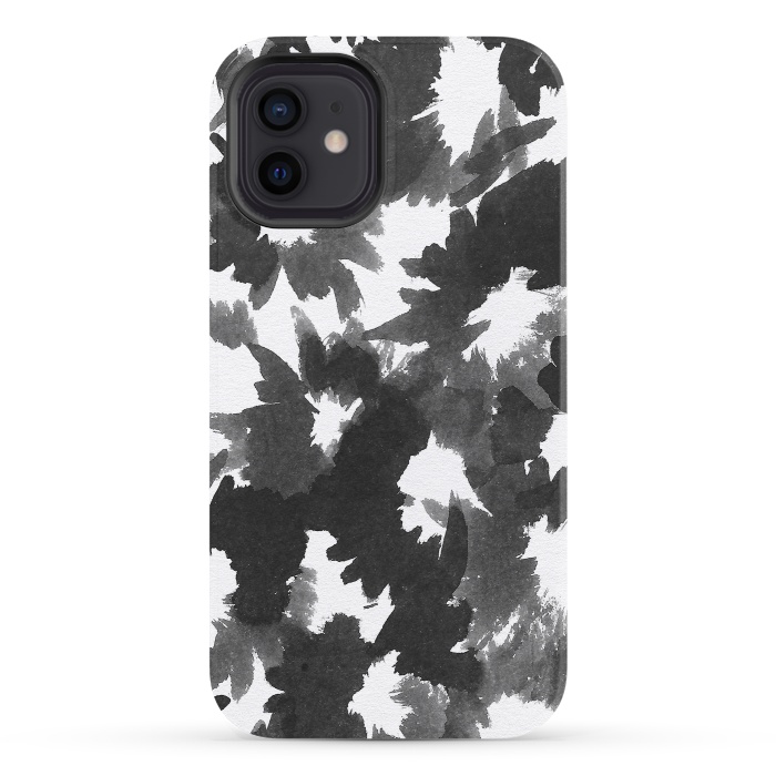 iPhone 12 StrongFit Black Floral by Caitlin Workman