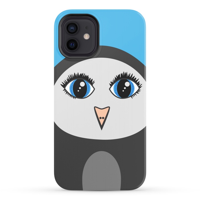 iPhone 12 StrongFit Cute Cartoon Geometric Penguin Face by Boriana Giormova