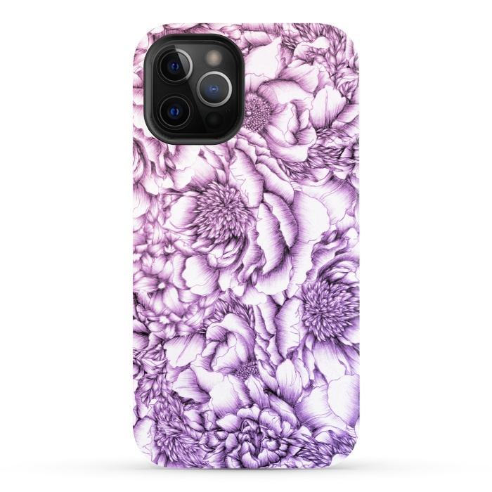 iPhone 12 Pro StrongFit Peony Flower Pattern by ECMazur 