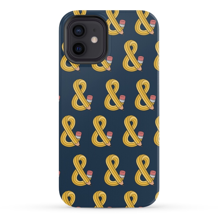 iPhone 12 mini StrongFit Ampersand pencil pattern by Coffee Man