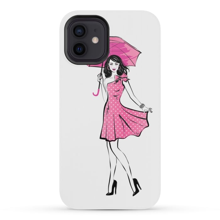 iPhone 12 mini StrongFit Pretty girl with umbrella by Martina