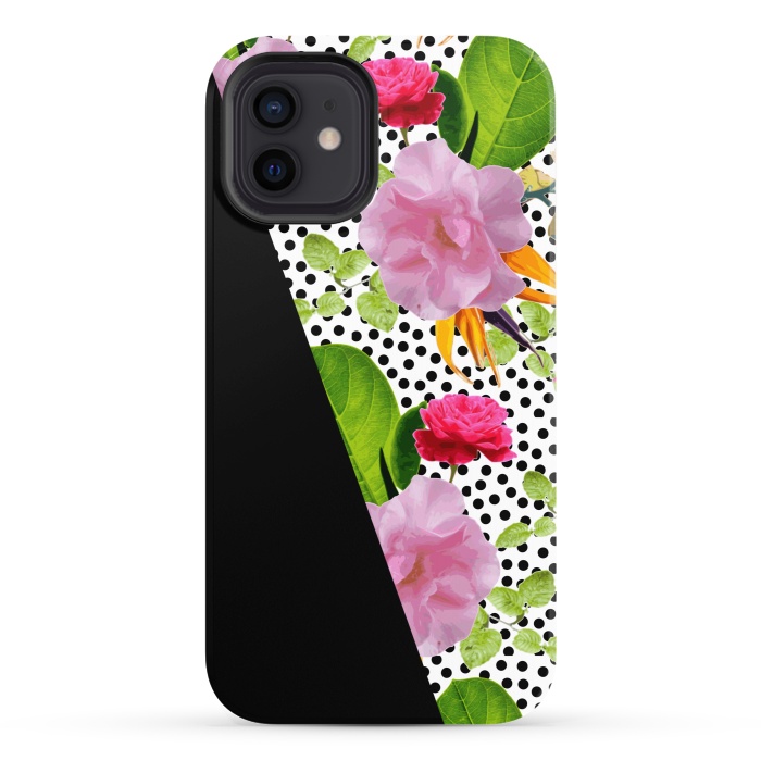 iPhone 12 StrongFit Dark Floral Polka by Zala Farah