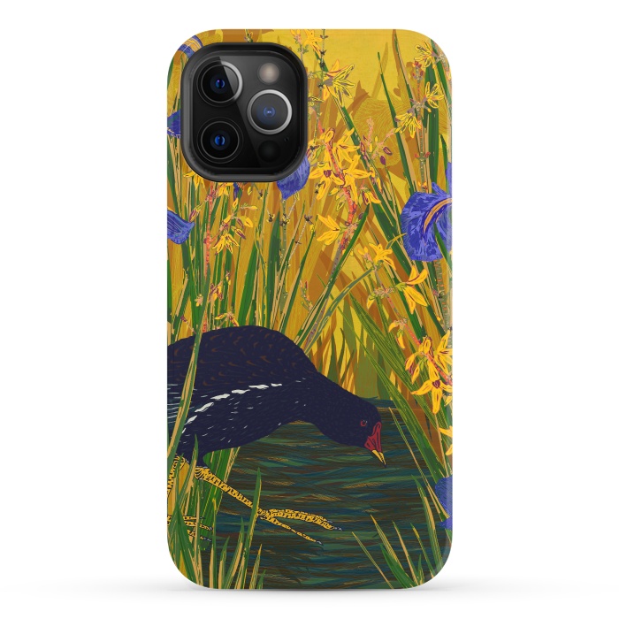 iPhone 12 Pro StrongFit Moorhen and Iris by Lotti Brown