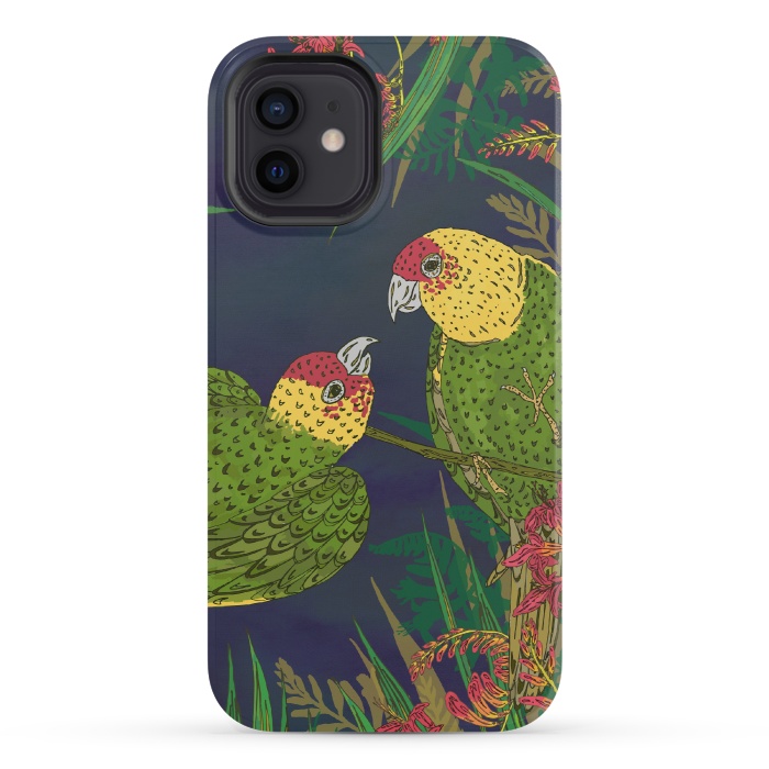 iPhone 12 mini StrongFit Parakeets in Paradise by Lotti Brown