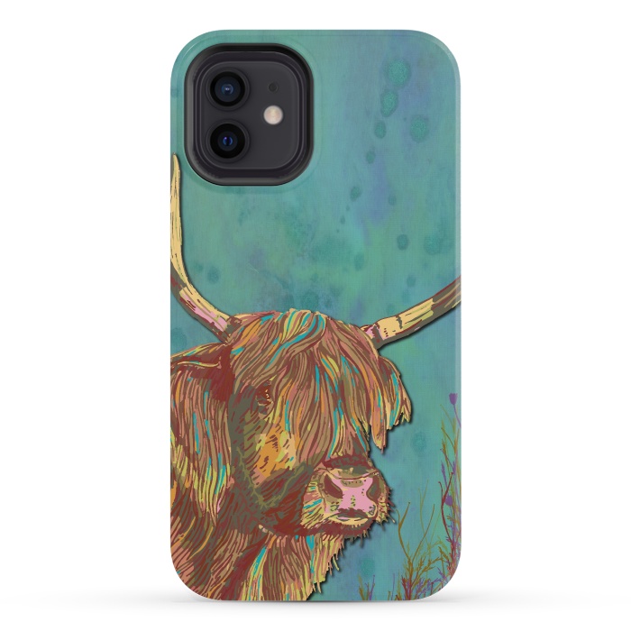 iPhone 12 mini StrongFit Highland Cow by Lotti Brown