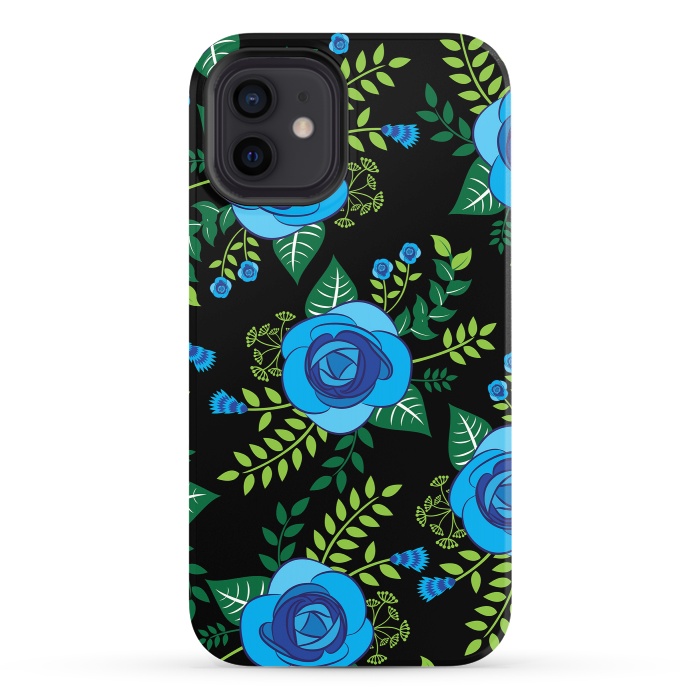 iPhone 12 StrongFit Blue Roses by Rossy Villarreal