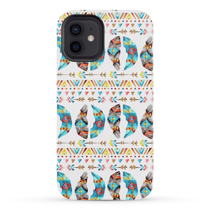 iPhone 12 mini StrongFit Feathers and Arrows by Pom Graphic Design