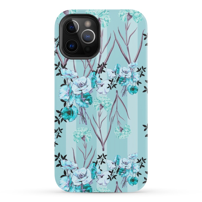 iPhone 12 Pro StrongFit Floral Love X (Blue) by Zala Farah