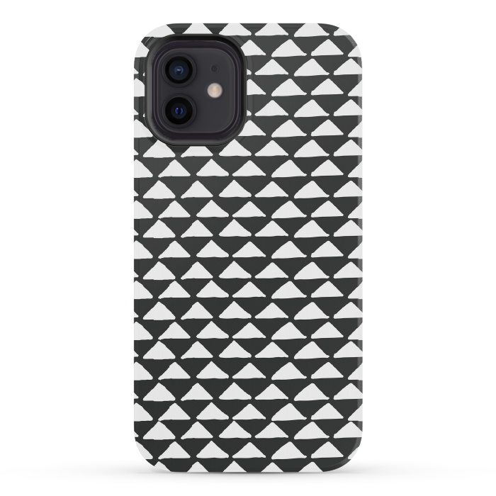 iPhone 12 mini StrongFit Triangle pattern seamless black and white by Jelena Obradovic