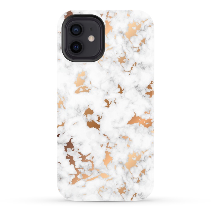 iPhone 12 StrongFit Marble Texture with Gold Splatter 040 by Jelena Obradovic