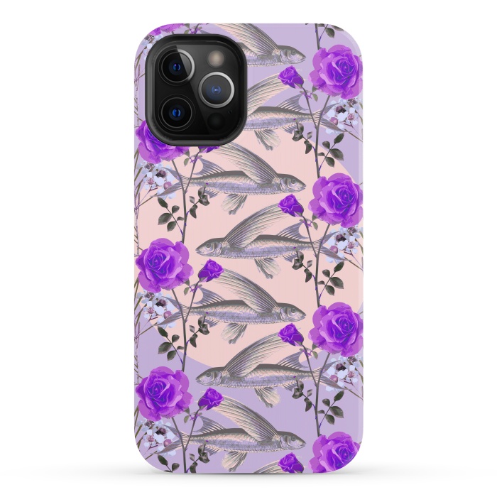 iPhone 12 Pro StrongFit Floral Fishies (Purple) by Zala Farah