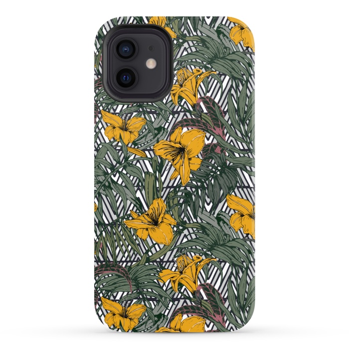 iPhone 12 StrongFit Tribal tropical bloom by Mmartabc