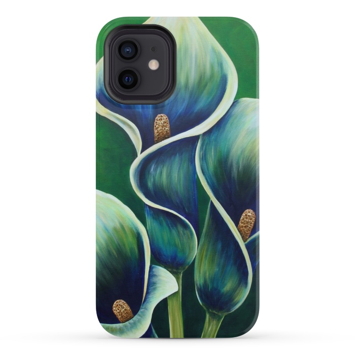 iPhone 12 mini StrongFit Blue Calla Lilies by Denise Cassidy Wood