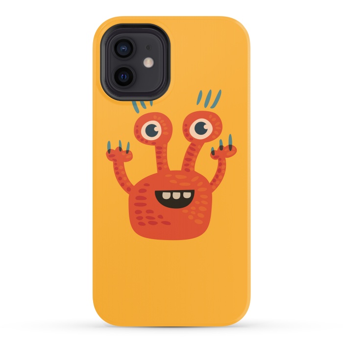 iPhone 12 StrongFit Funny Big Eyed Smiling Cute Monster by Boriana Giormova