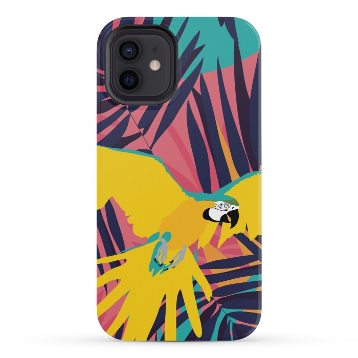 iPhone 12 mini StrongFit Tropical Macaw by Zoe Charlotte