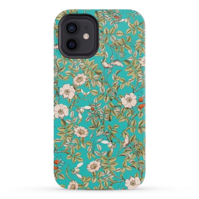 iPhone 12 mini StrongFit Teal Botanical by Uma Prabhakar Gokhale