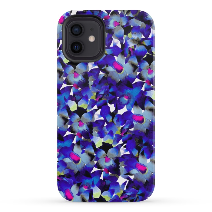iPhone 12 mini StrongFit Indigo Floral by Amaya Brydon
