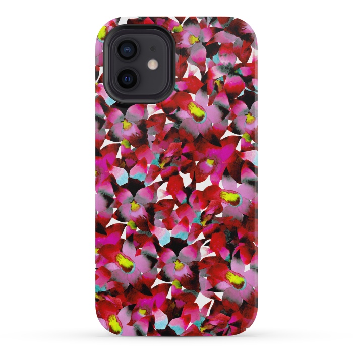 iPhone 12 mini StrongFit Red Floral by Amaya Brydon