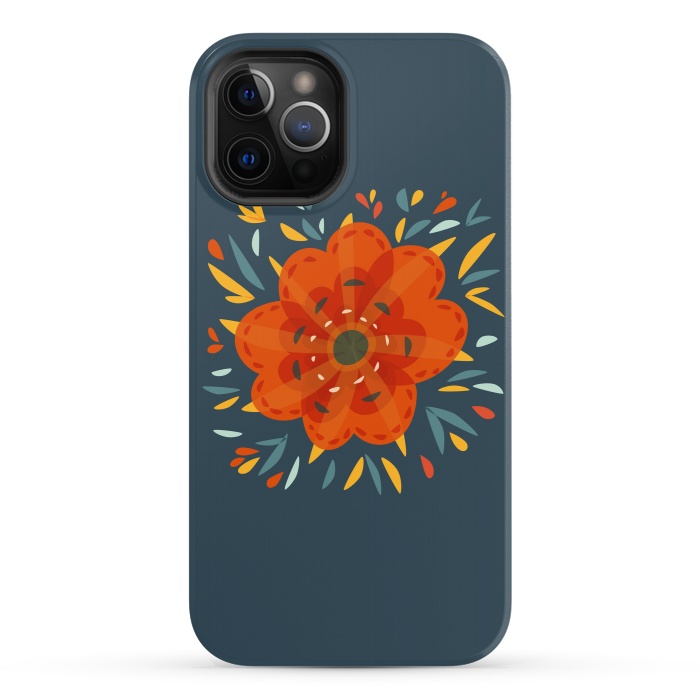 iPhone 12 Pro StrongFit Decorative Whimsical Orange Flower by Boriana Giormova