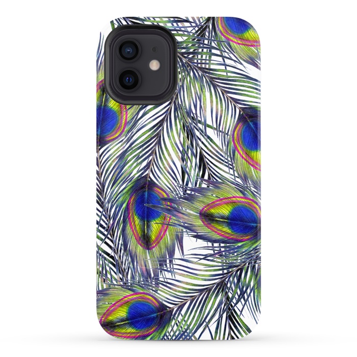 iPhone 12 StrongFit Peacock Feathers Pattern by ECMazur 