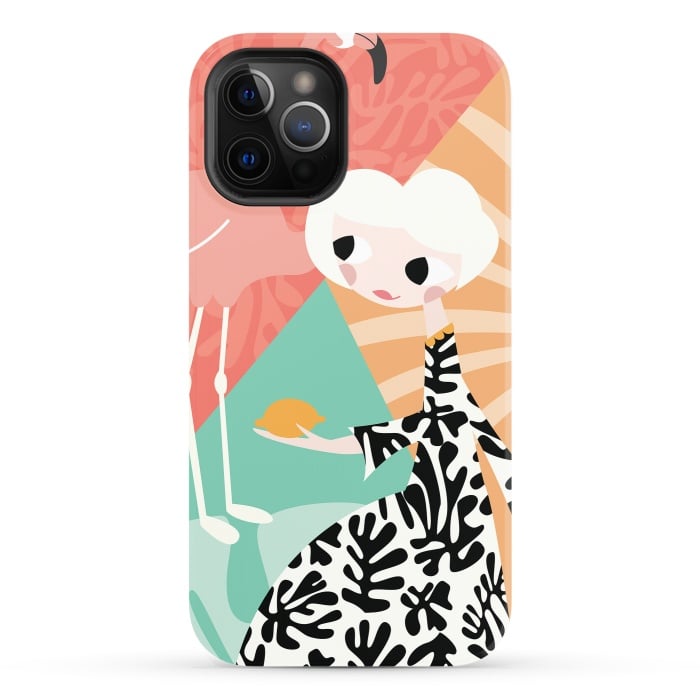 iPhone 12 Pro StrongFit Girl and flamingo 003 by Jelena Obradovic
