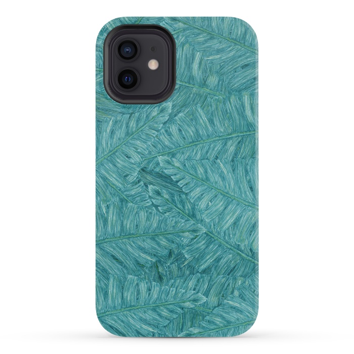 iPhone 12 mini StrongFit Tropical Leaves by Ranggasme