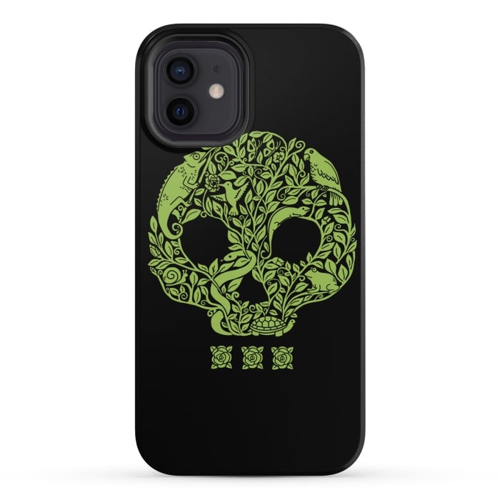 iPhone 12 StrongFit Green Skull by Coffee Man