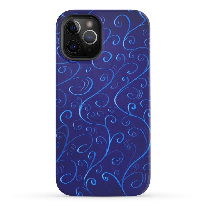 iPhone 12 Pro StrongFit Beautiful Glowing Blue Swirls by Boriana Giormova
