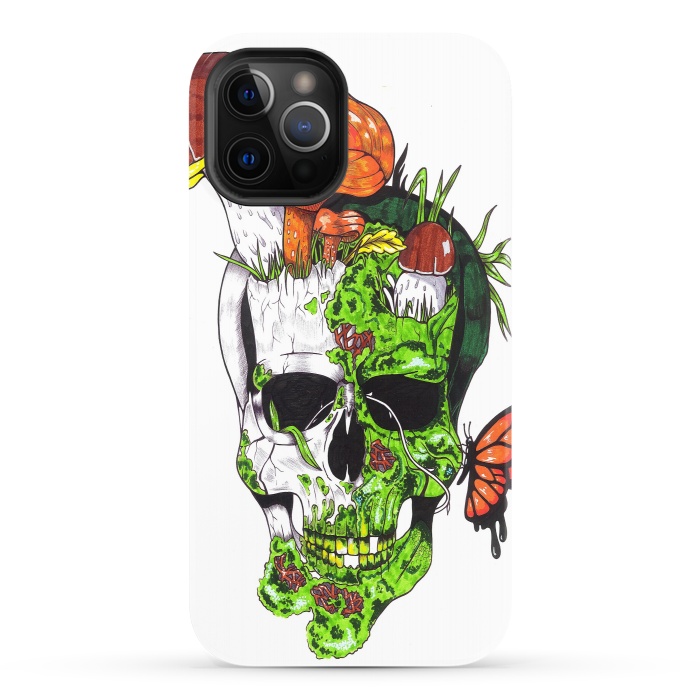 iPhone 12 Pro StrongFit Old Skull Butterfly by Varo Lojo