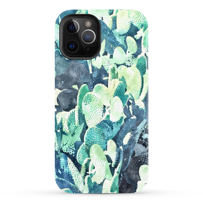 iPhone 12 Pro StrongFit Watercolor Cactus v3 by Uma Prabhakar Gokhale