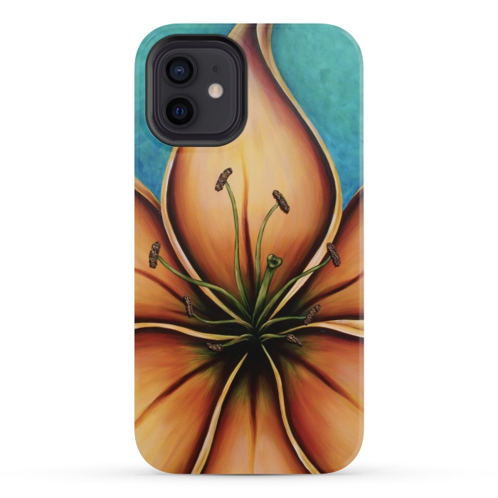 iPhone 12 mini StrongFit Fire Lily  by Denise Cassidy Wood