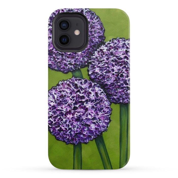 iPhone 12 mini StrongFit Purple Allium by Denise Cassidy Wood