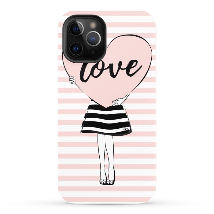 iPhone 12 Pro StrongFit Pink Heart Love by Martina