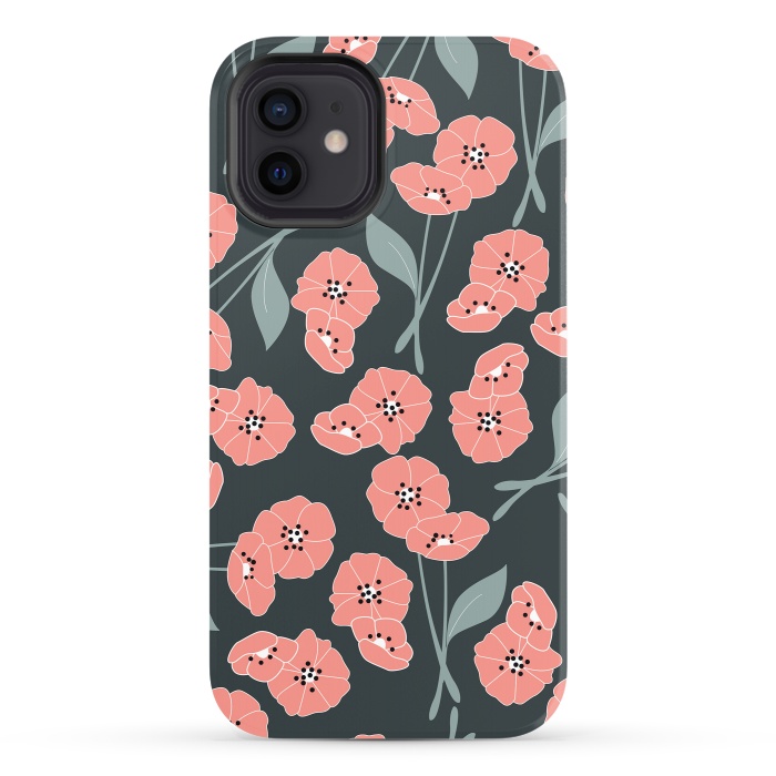 iPhone 12 StrongFit Delicate Flowers Dark by Jelena Obradovic