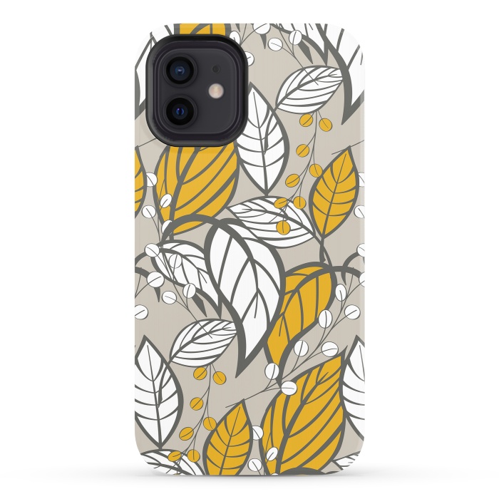 iPhone 12 StrongFit Romantic Floral Beige by Jelena Obradovic