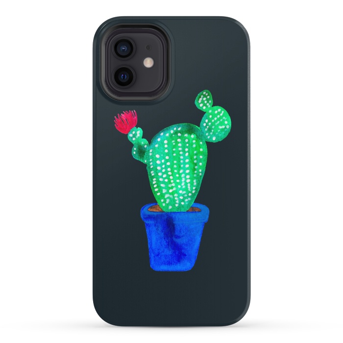iPhone 12 StrongFit Red Flower Cactus by Amaya Brydon