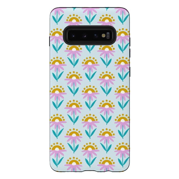 Galaxy S10 plus StrongFit Sunrise Flowers by Tishya Oedit