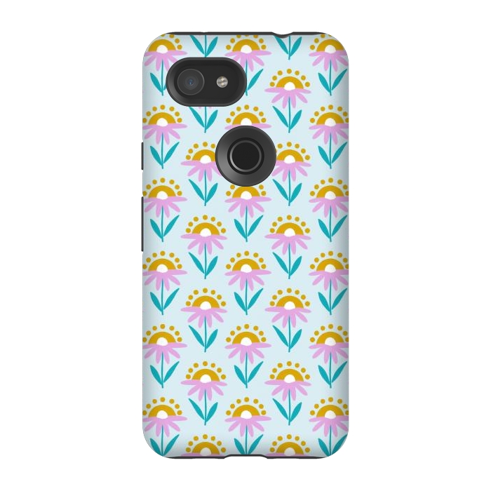 Pixel 3A StrongFit Sunrise Flowers by Tishya Oedit