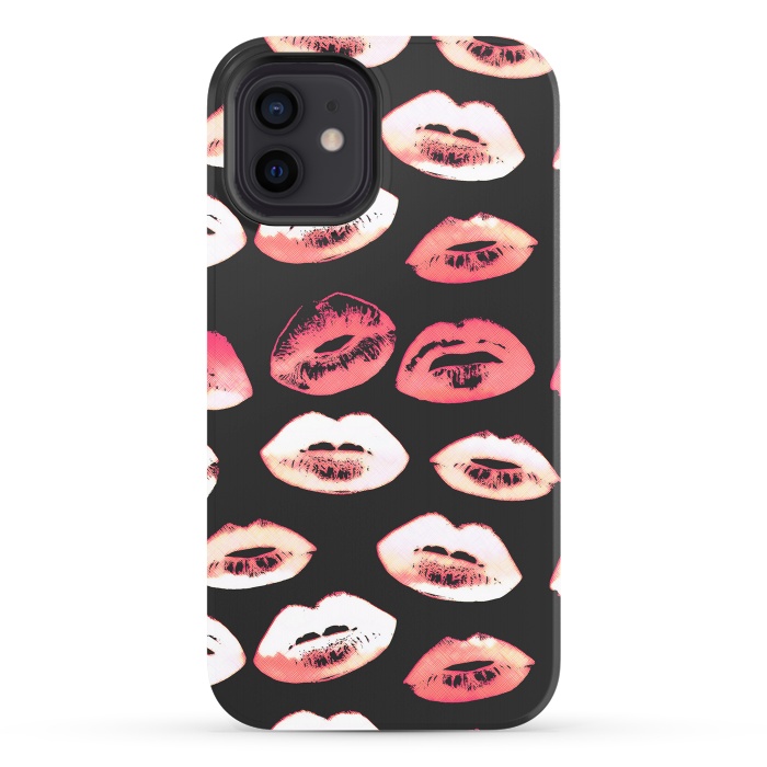 iPhone 12 StrongFit Red pink lipstick kisses by Oana 