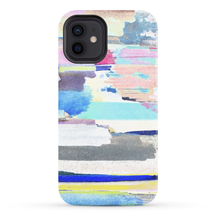 iPhone 12 StrongFit Colorful brushstrokes watercolor stripes  by Oana 